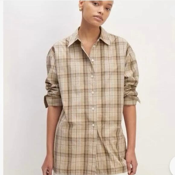 Everlane The Supima Cotton‎ Boyfriend Shirt Plaid Women’s Small - Picture 1 of 8